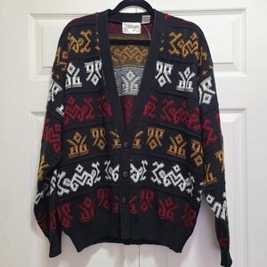 Vintage 80s Cardigan Sweater‎ men's large